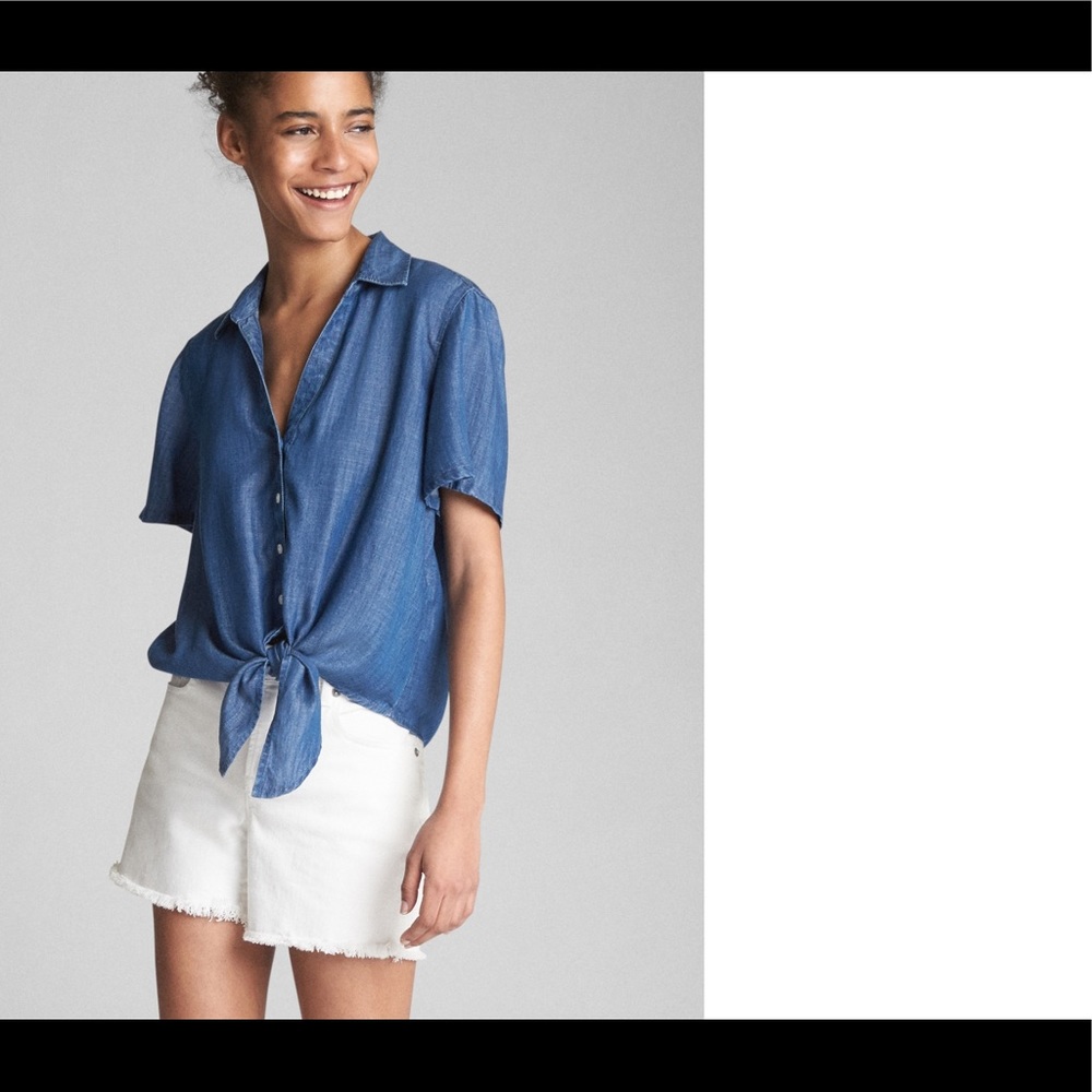 Denim tie front shirt